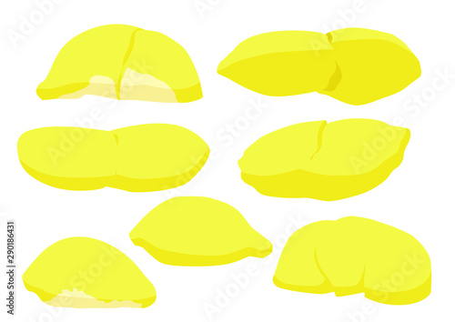 durian fruit colour yellow and ripe durian piece on white background illustration vector 