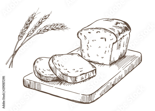 Hand-drawn illustration material: bread, pound cake, bread