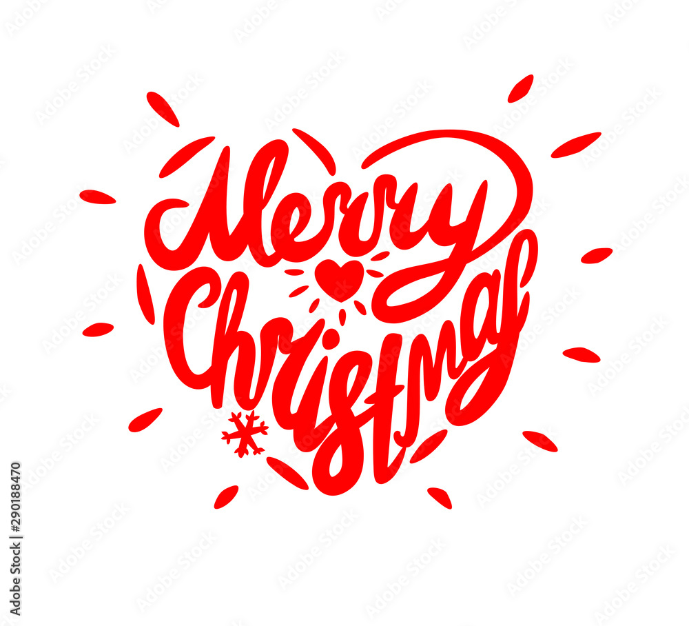 Merry Christmas vector lettering heart shaped. Merry Christmas vector lettering heart shaped.