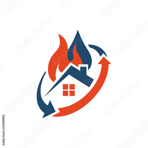 home restoration logo design a property maintenance house renovation icon vector