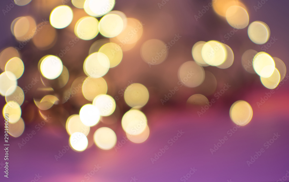 Abstract Yellow Bokeh Circles on Blurred Background