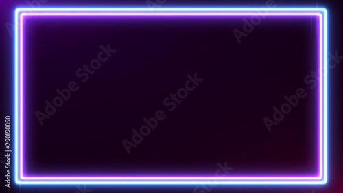 Obraz na płótnie Abstract Neon bright colored frame square on a dark background. Laser show colorful design for banners advertising technologies w salonie