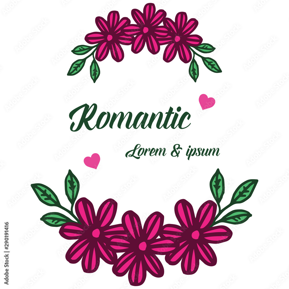 Seamless wreath frame background, template for greeting card romantic. Vector