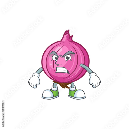 Scream red onion cartoon character with mascot