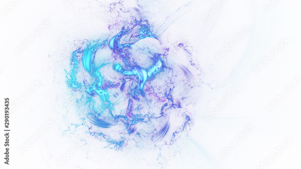 Fototapeta premium Abstract transparent blue crystal shapes. Fantasy light background. Digital fractal art. 3d rendering.