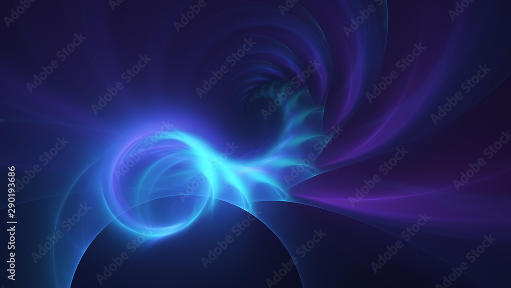 Obraz premium Abstract transparent blue and violet crystal shapes. Fantasy light background. Digital fractal art. 3d rendering.