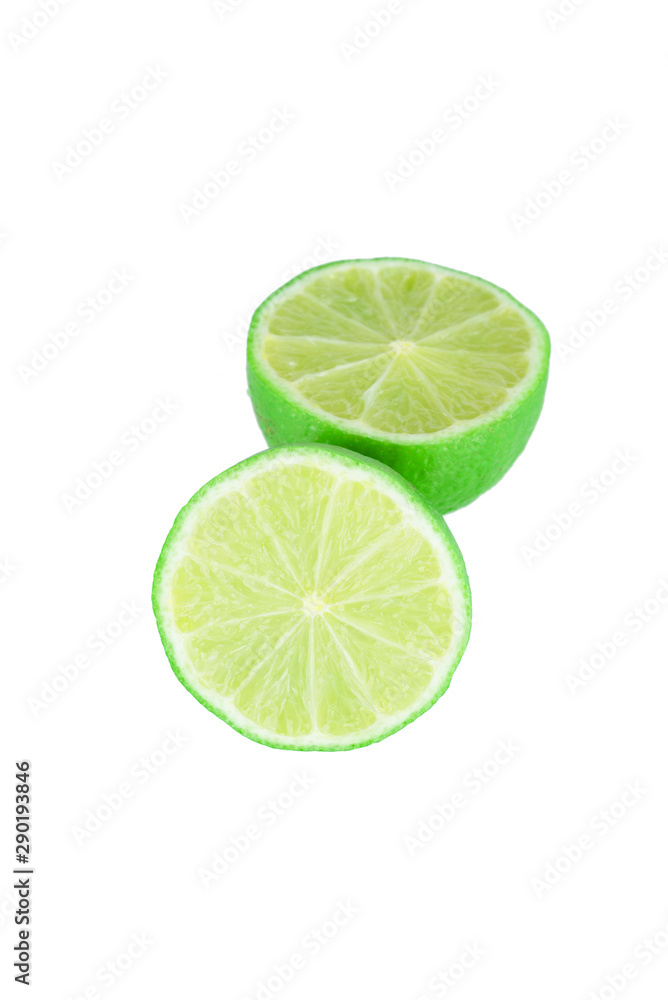 Isolated lime. Two cut limes isolated on white background Isolated lime. Two cut limes isolated on white background
