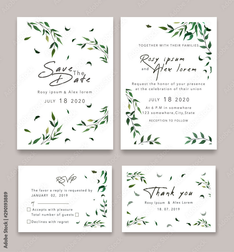 Wedding Invitations save the date card design with elegant garden anemone. Wedding Invitations save the date card design with elegant garden anemone.