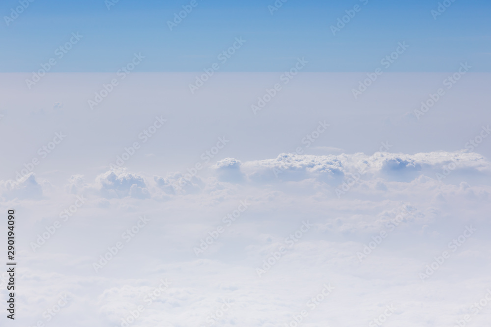 White cloud clusters in blue sky and sunshine are beautiful scenery. Use as for illustrations