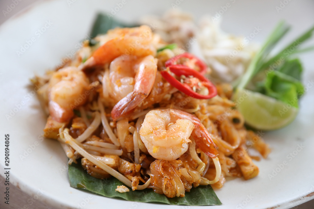 Thai food padthai fried noodle with shrimp , local food