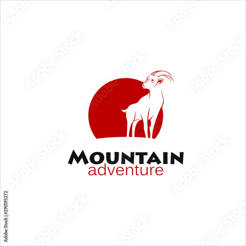 mountain goat logo flat simple illustration icon design
