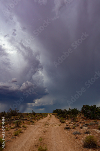 Dark sky and dirt road in Arizona