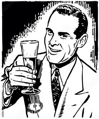 Retro Guy With Beer
