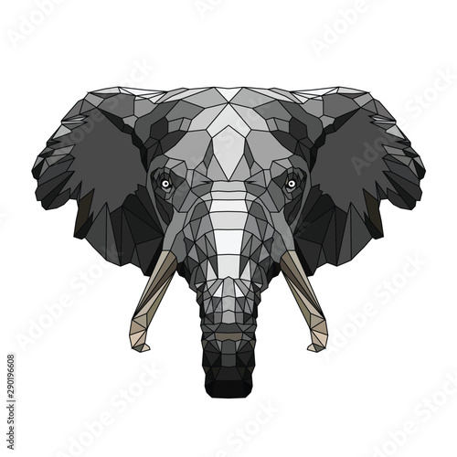 Fotografie, Obraz Hipster animal polygonal elephant face. Triangle animal