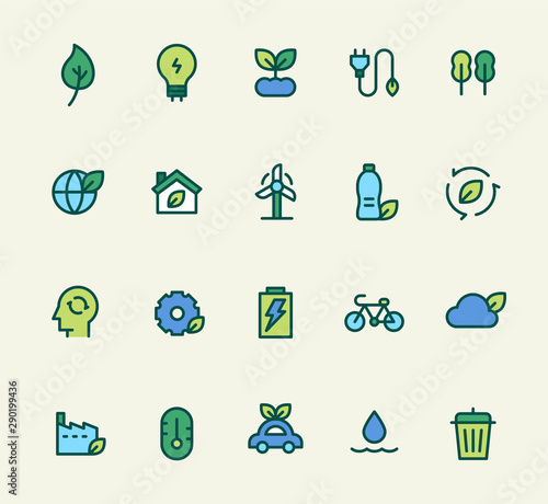 Environment icon set. flat design style minimal vector illustration.