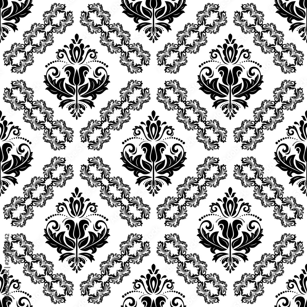 Orient vector classic pattern. Seamless abstract background with vintage elements. Orient black and white background. Ornament for wallpaper and packaging Orient vector classic pattern. Seamless abstract background with vintage elements. Orient black and white background. Ornament for wallpaper and packaging