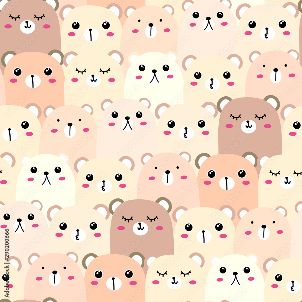 Fototapeta premium Cute bear seamless pattern background. Vector illustration.