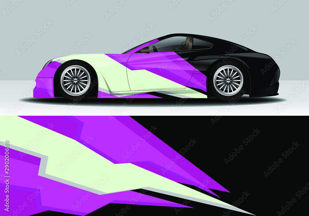 car wrap design with modern abstract line 