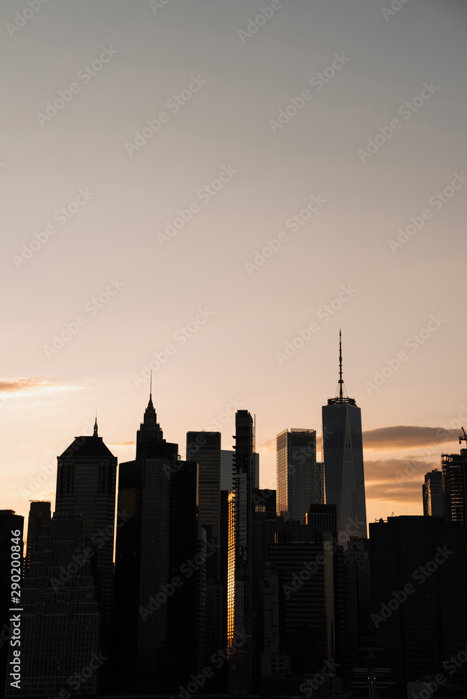 Sunset skyline of new york city Sunset skyline of new york city