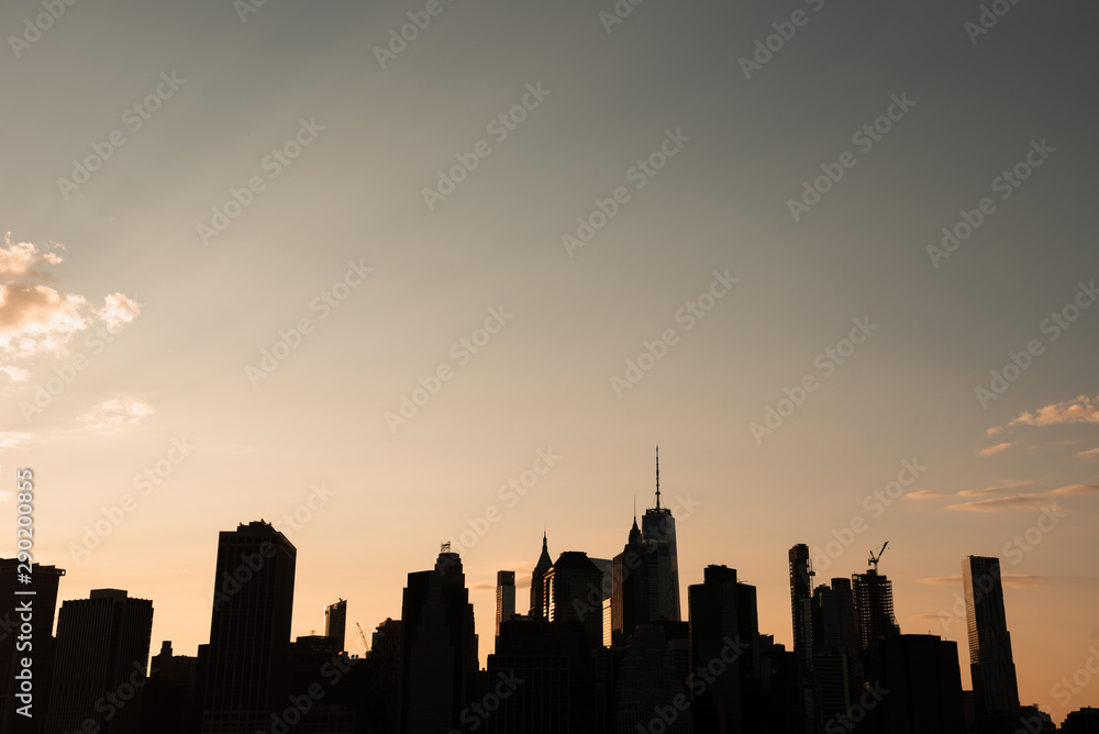 New york cityscape at sunset