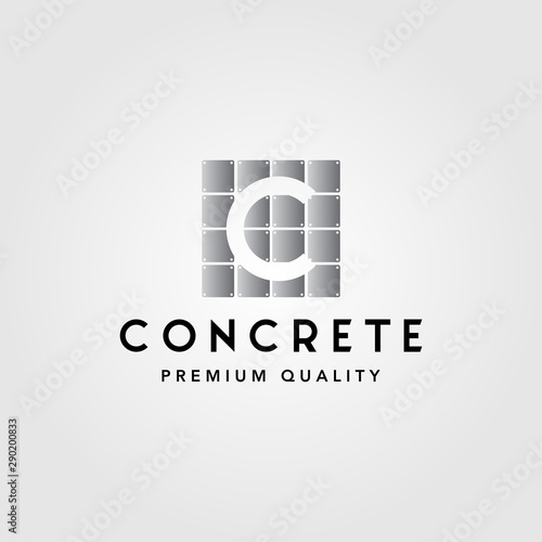 faux concrete letter c exposed wall panel logo vector illustration