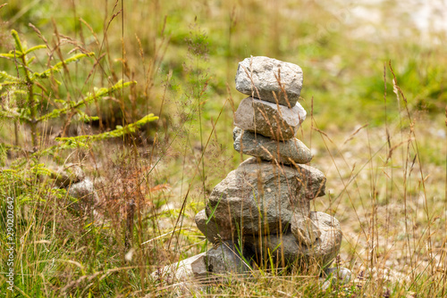 Pile of rocks stone in Bucegi mountains, Bucegi National Park, Romania. Zen concept
