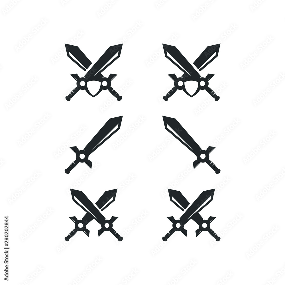 knight knife logo set design vector