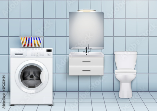 Toilet and washbasin cabinet with washer