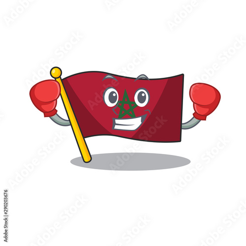 Boxing flag morocco isolated with the character