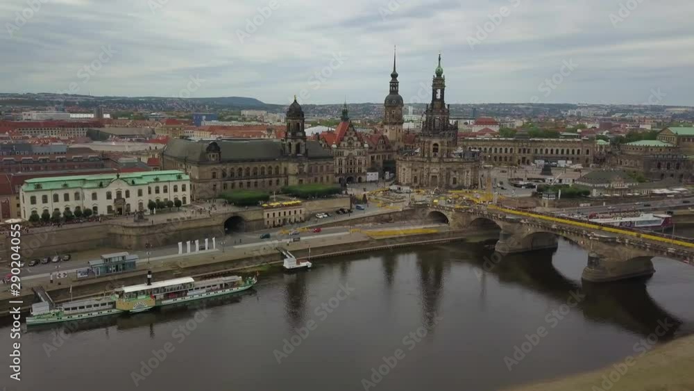 Amazing Dresden aerial view along river Elbe with all the main sights such as the Frauenkirche (church of our lady), Zwinger, Semper Opera and more Amazing Dresden aerial view along river Elbe with all the main sights such as the Frauenkirche (church of our lady), Zwinger, Semper Opera and more