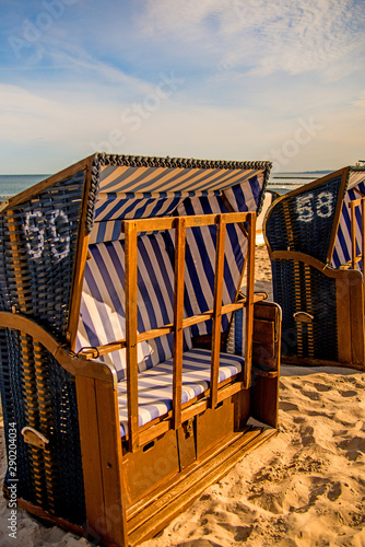 Fototapeta Naklejka Na Ścianę i Meble -  beach chairs at the Baltic Sea in Poland