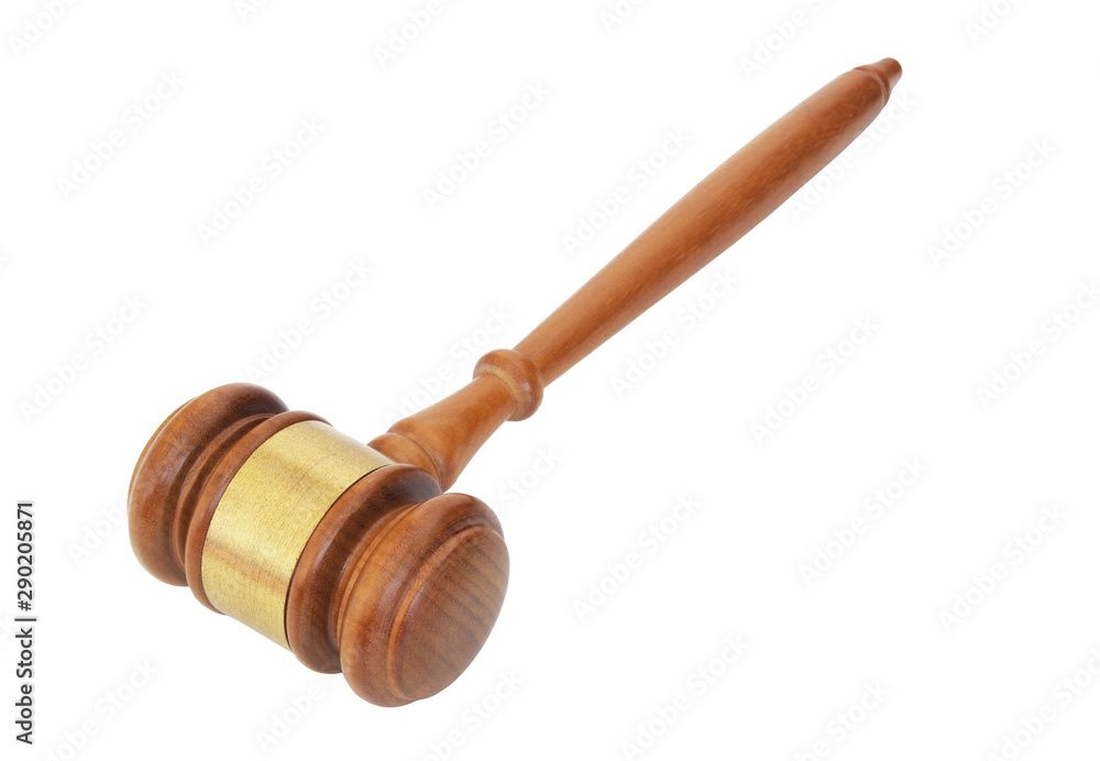 Wooden judge gavel isolated on white background