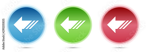 Back icon glass round buttons set illustration