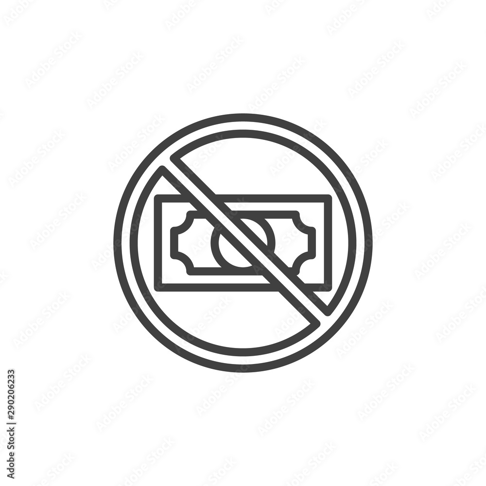 Stop Corruption sign line icon. Prohibited bribe linear style sign for mobile concept and web design. No cash outline vector icon. Symbol, logo illustration. Vector graphics Stop Corruption sign line icon. Prohibited bribe linear style sign for mobile concept and web design. No cash outline vector icon. Symbol, logo illustration. Vector graphics
