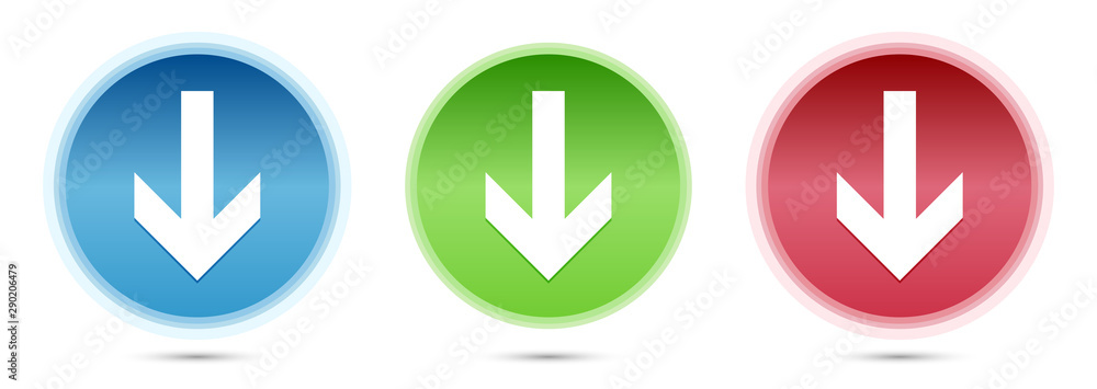 Down arrow icon glass round buttons set illustration Down arrow icon glass round buttons set illustration
