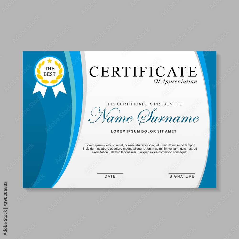 Modern certificate template design with blue and white color ...