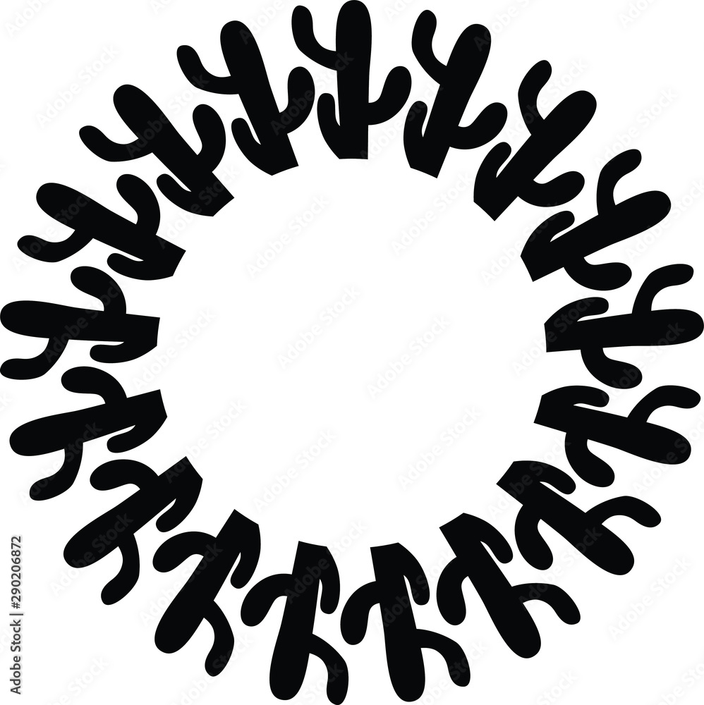 Fototapeta premium Cactus Split and Circle Monogram Vector Silhouette 