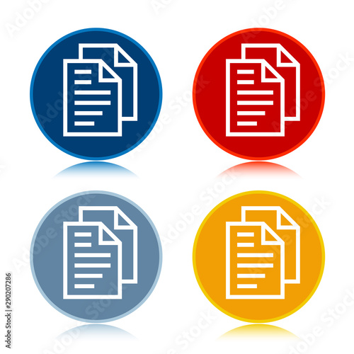 Document pages icon trendy flat round buttons set illustration design