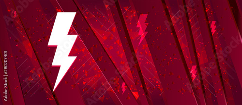 Lightning bolt icon Abstract design bright red banner background