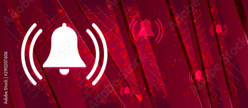 Alarm ringing bell icon Abstract design bright red banner background