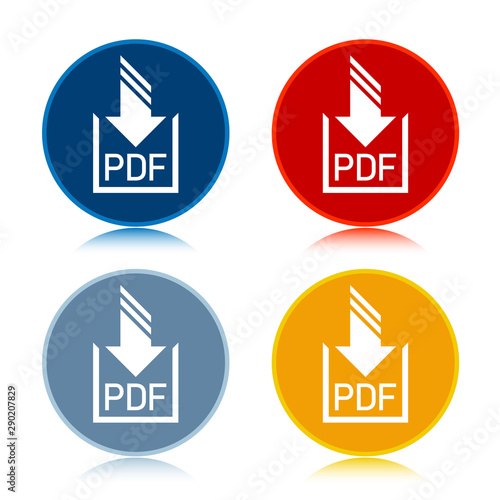 PDF document download icon trendy flat round buttons set illustration design
