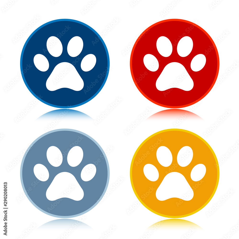 Animal paw print icon trendy flat round buttons set illustration design Animal paw print icon trendy flat round buttons set illustration design