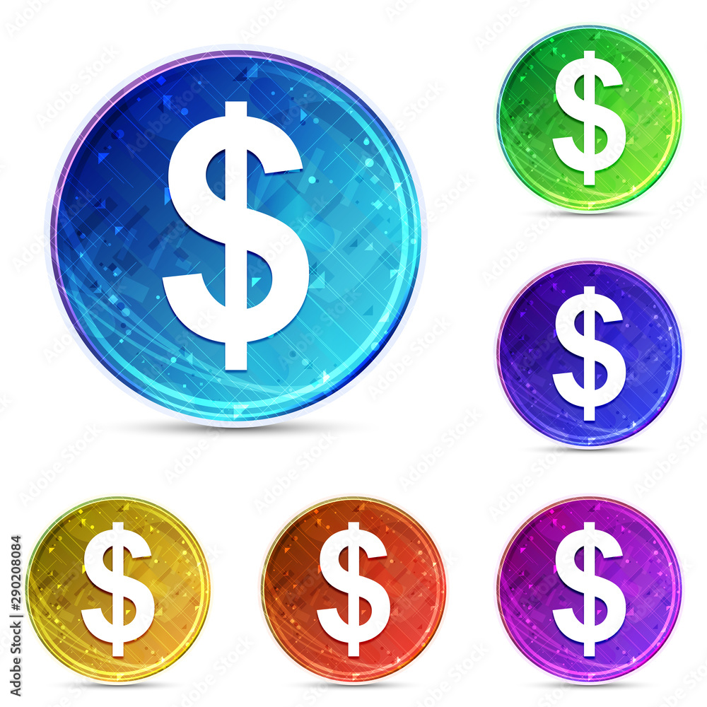 Dollar sign icon digital abstract round buttons set illustration Dollar sign icon digital abstract round buttons set illustration