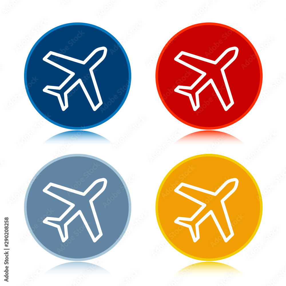 Plane icon trendy flat round buttons set illustration design