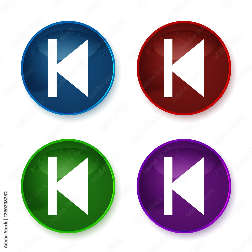 Previous track icon shiny round buttons set illustration Previous track icon shiny round buttons set illustration