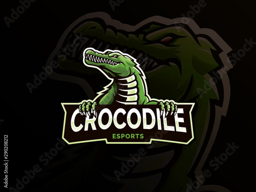 Crocodile mascot logo design. Modern illustration concept style for Badge, Emblem and Mascot design. Crocodile head illustration for eSports team mascot. Vector logo template