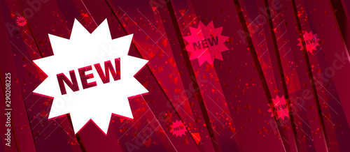 New star badge icon Abstract design bright red banner background