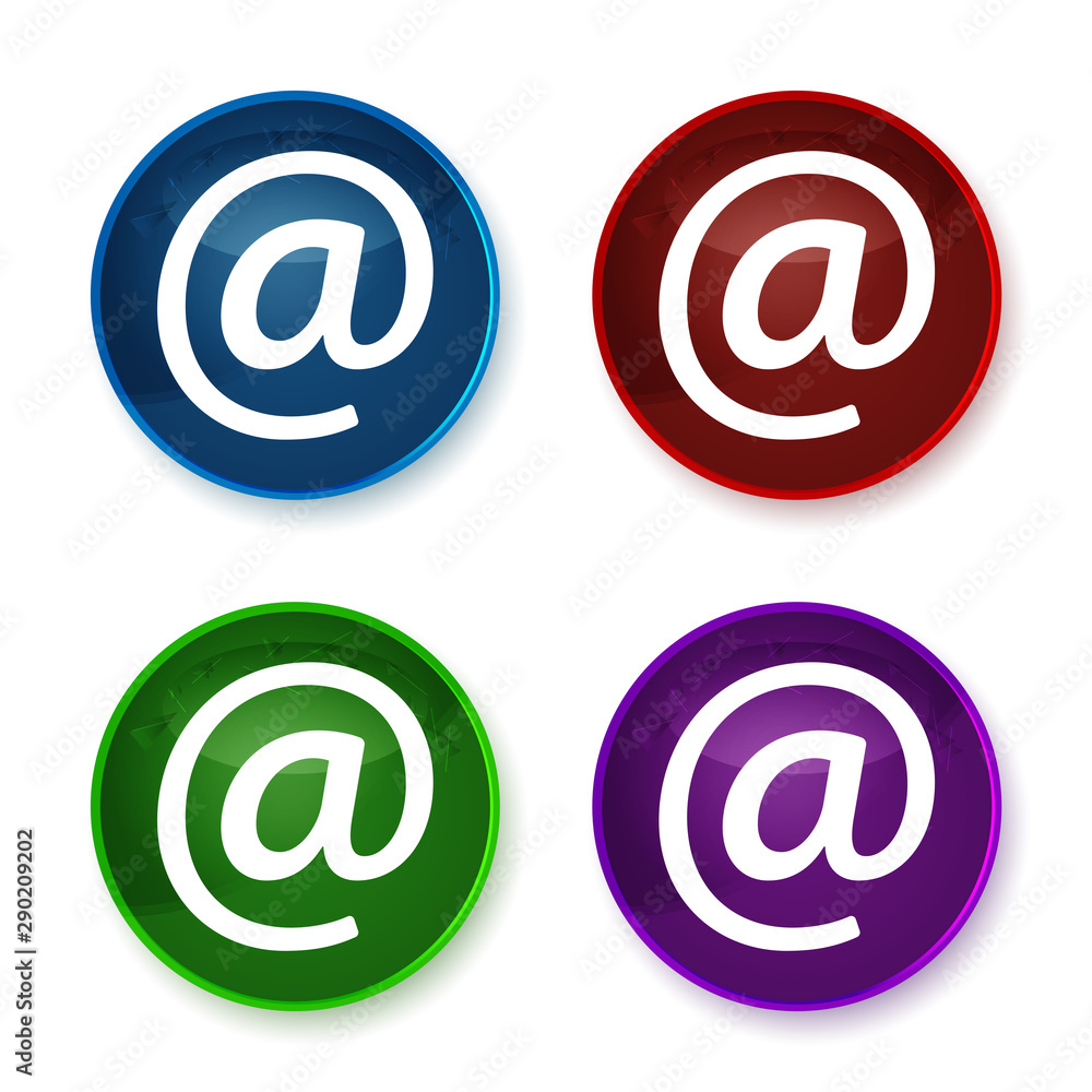 Email address icon shiny round buttons set illustration Email address icon shiny round buttons set illustration