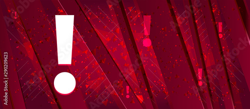 Exclamation mark icon Abstract design bright red banner background