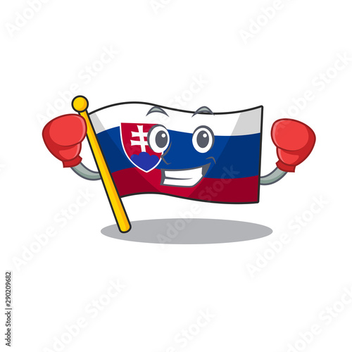 Boxing slovakia cartoon flag fluttering on pole